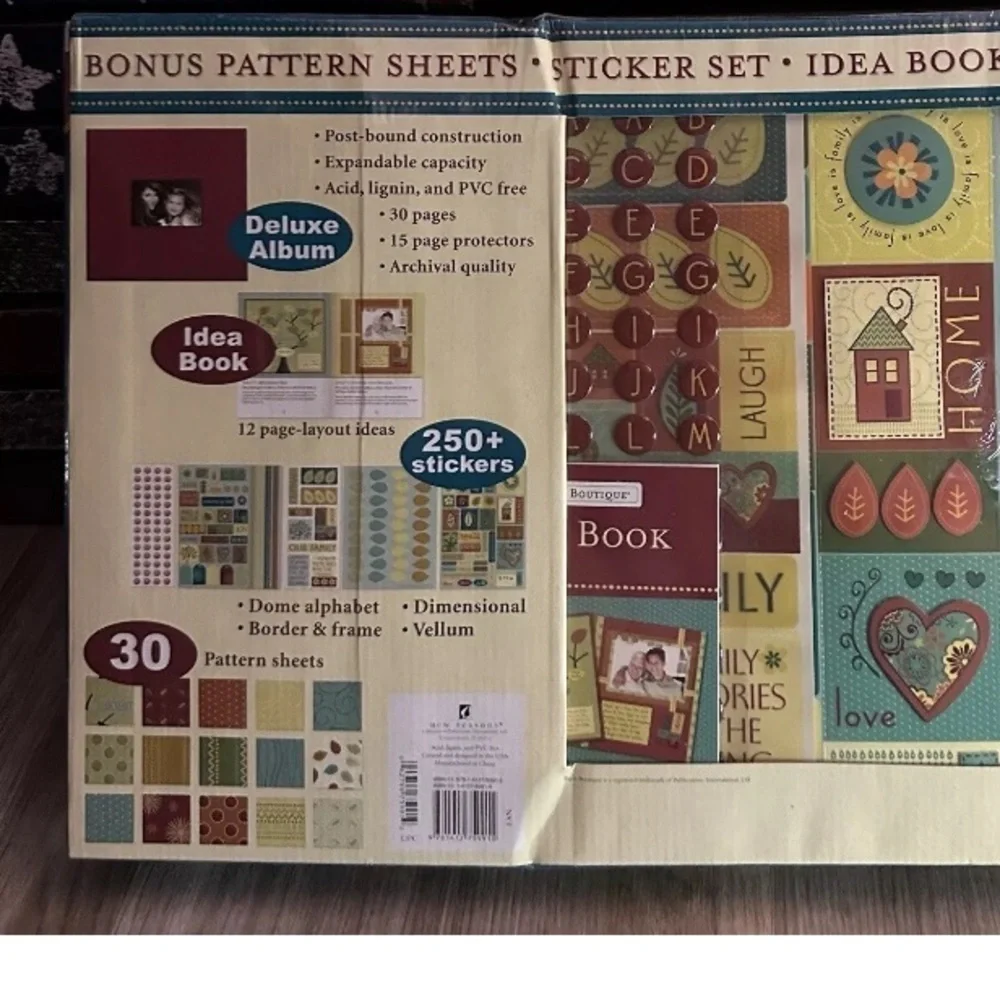 Paper Boutique Deluxe Scrapbook Leather Album Pattern Sheets Stickers 300 Pc New